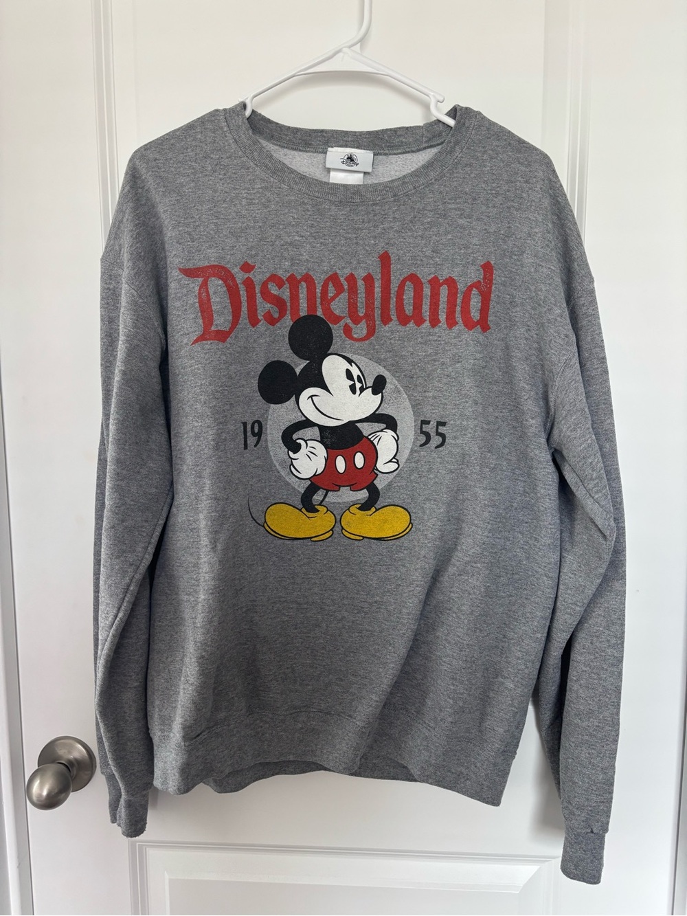 Disney Grey Crewneck with Mickey and Red Disneyland Logo